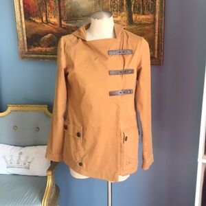 Vintage Caterpillar CAT Tan & brown, lightweight, flowy jacket with hoodie Sz M